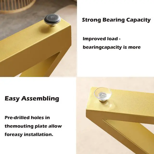 Alt view image 6 of 6 - Metal Table Base,Modern Pedestal Dinning Legs with Suction Cups,Metal Modern Coffee Table (Gold, 28" H*27.6" W)