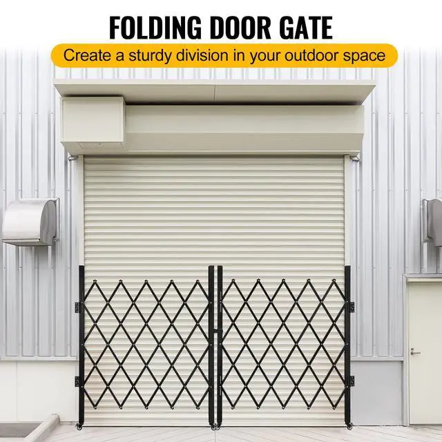 Alt view image 3 of 6 - Folding Security Gate Stainless Steel Folding Door Gate Driveway Gate Flexible Expanding Fence Gate Retractable Fence Outdoor Barricade Scissor Gate with Casters (118.11"Wx59.06"H)