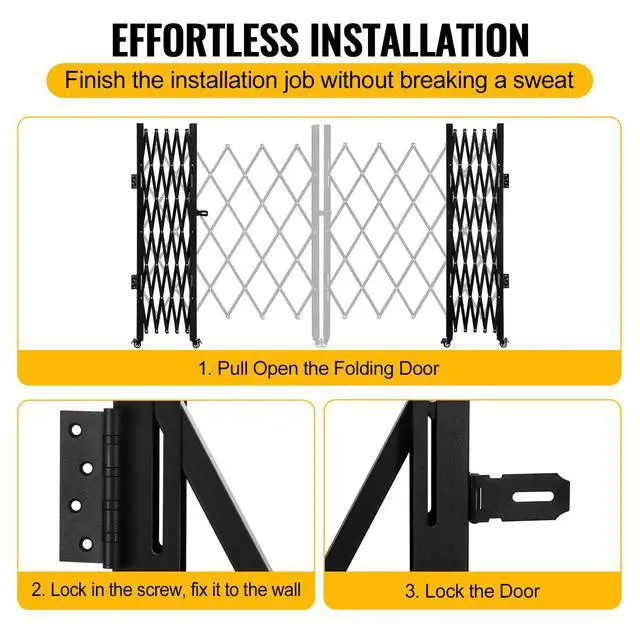 Alt view image 4 of 6 - Folding Security Gate Stainless Steel Folding Door Gate Driveway Gate Flexible Expanding Fence Gate Retractable Fence Outdoor Barricade Scissor Gate with Casters (118.11"Wx59.06"H)