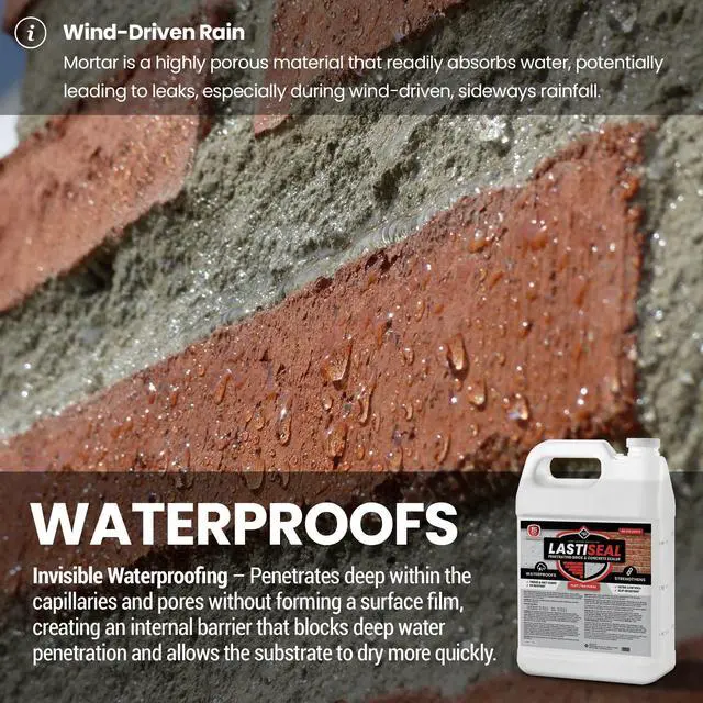 Alt view image 3 of 6 - LastiSeal Brick & Concrete Sealer Deep-Penetrating Sealer that Strengthens Surfaces Water-Resistant Protection for Brick, Concrete & Pavers Interior & Exterior Use Flat/Natural (2.5 Gallon)