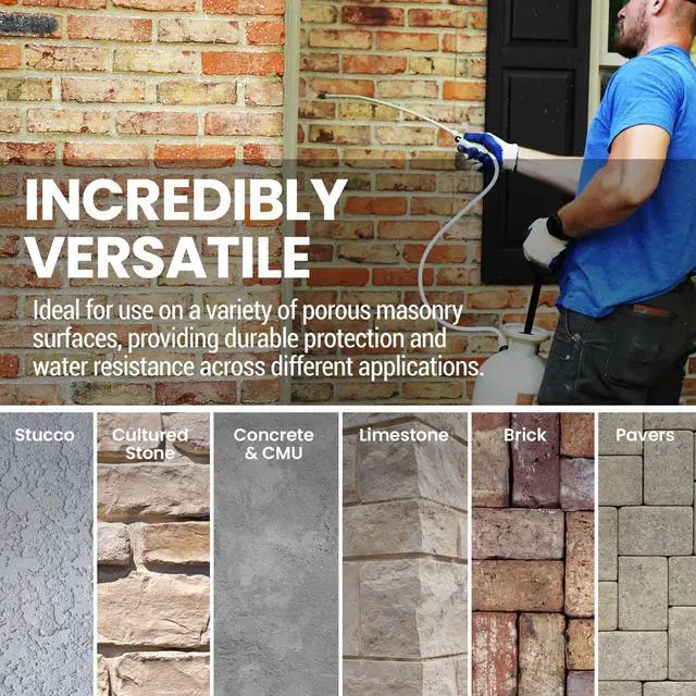 Alt view image 6 of 6 - LastiSeal Brick & Concrete Sealer Deep-Penetrating Sealer that Strengthens Surfaces Water-Resistant Protection for Brick, Concrete & Pavers Interior & Exterior Use Flat/Natural (2.5 Gallon)