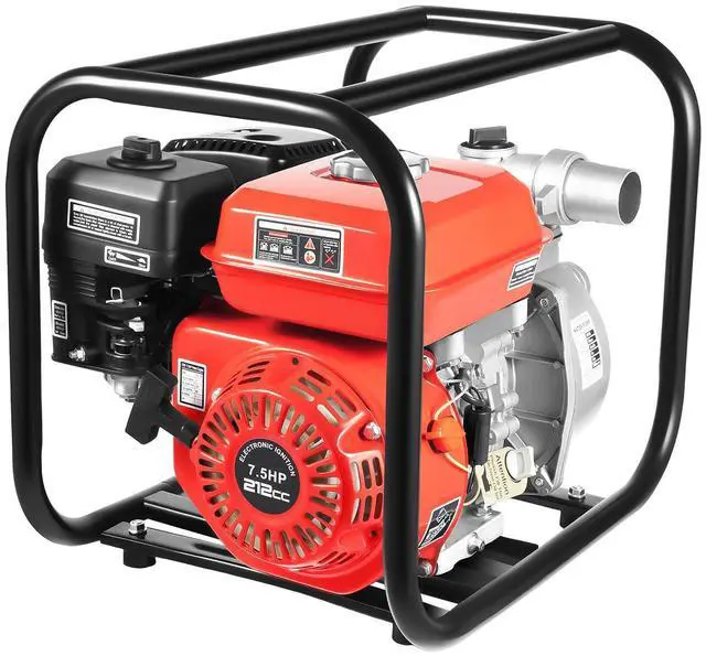 Main image of 2 Inch 7.5HP Gas Powered Water Transfer Pump, 212cc 4-Stroke Portable Gasoline Engine Trash Pump for Farm Garden Irrigation Pool Drainage, Red and Black, Aluminum Alloy
