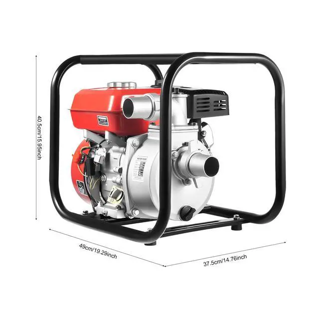 Alt view image 2 of 6 - 2 Inch 7.5HP Gas Powered Water Transfer Pump, 212cc 4-Stroke Portable Gasoline Engine Trash Pump for Farm Garden Irrigation Pool Drainage, Red and Black, Aluminum Alloy