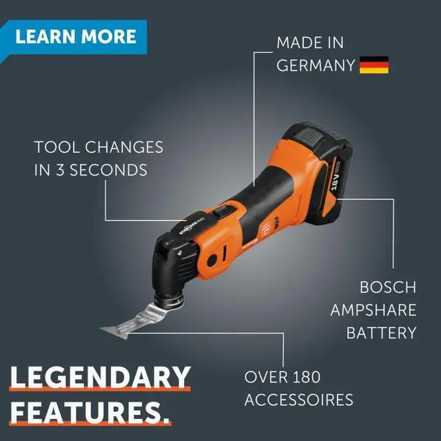 Alt view image 2 of 6 - Cordless MultiMaster AMM 500 AS 2 Ah with Nylon Bag for Interior Construction and Renovation - Starlock Plus Mount, QuickIn System, AMPShare/Bosch 18V Battery Compatible - 71293865090