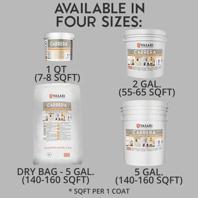 Alt view image 4 of 6 - Lime Plaster & Paint | Carrera Plaster (Coarse Sand Finish) | Made from Natural Lime and Powdered Marble | Color: Natural White #1 (Untinted) Size: 2 Gallon