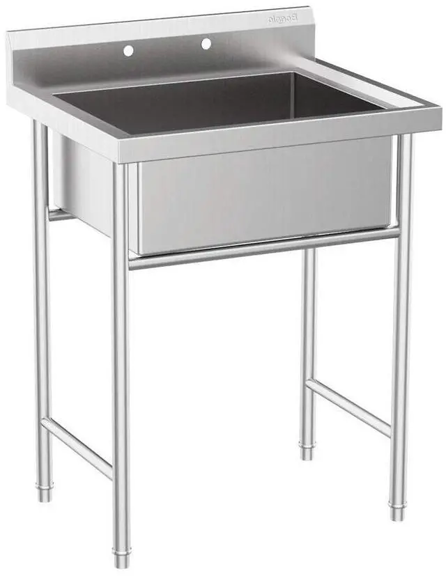 Main image of Upgraded 28" Free Standing 304 Stainless Steel Utility Sinks for Laundry Room with Backsplash, Industrial Garage Sink Commercial Sink for Restaurant, Workshop 28" W x 24" D x 40.2" H