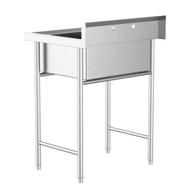 Alt view image 6 of 6 - Upgraded 28" Free Standing 304 Stainless Steel Utility Sinks for Laundry Room with Backsplash, Industrial Garage Sink Commercial Sink for Restaurant, Workshop 28" W x 24" D x 40.2" H