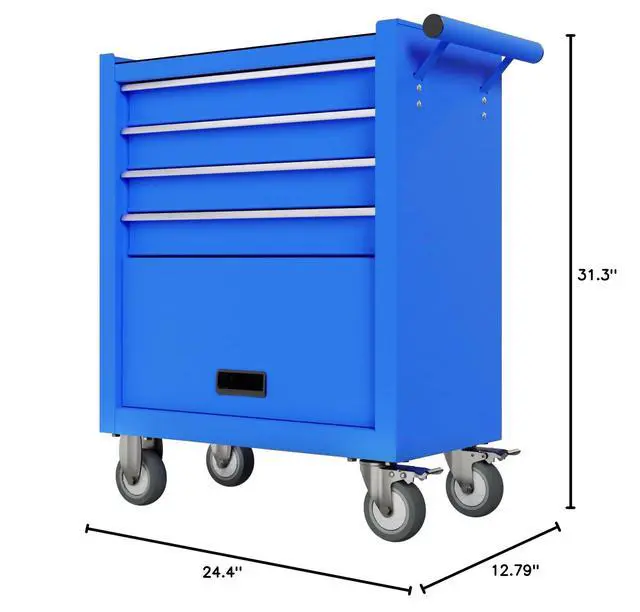 Alt view image 3 of 6 - 5-Drawers Tool Chest, 2-in-1 Mechanic Rolling Tool Box Removable Lockable Tool Storage Cabinet, Metal Tool Cart with Drawers and Wheels for Garage, Workshop
