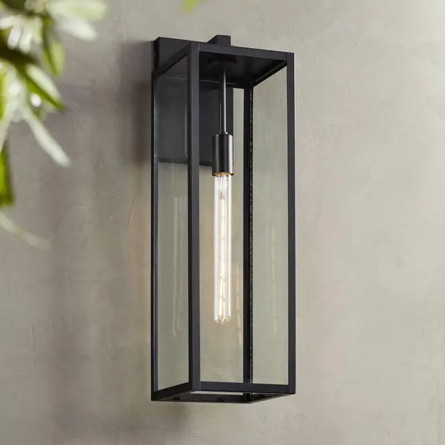 Main image of Titan Modern Industrial Outdoor Wall Light Fixture Mystic Black 27" Clear Glass Panels for Exterior Barn Deck House Porch Yard Patio Outside Garage Front Door Garden Home Roof