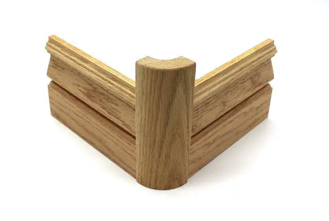 Alt view image 3 of 5 - 3/4" x 2 1/4" x 6" Oak Outside Radius Corner Base Block Bullnose - Fits 3/4" Radius, Trim Molding (50)