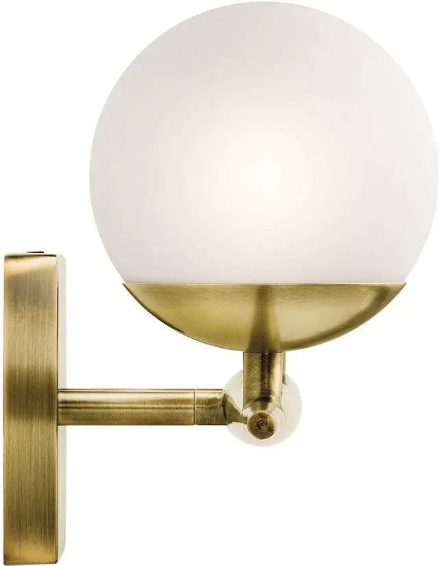 Alt view image 4 of 4 - Jasper 32.25" 4 Light Halogen Vanity Light with Satin Etched Cased Opal Glass Natural Brass