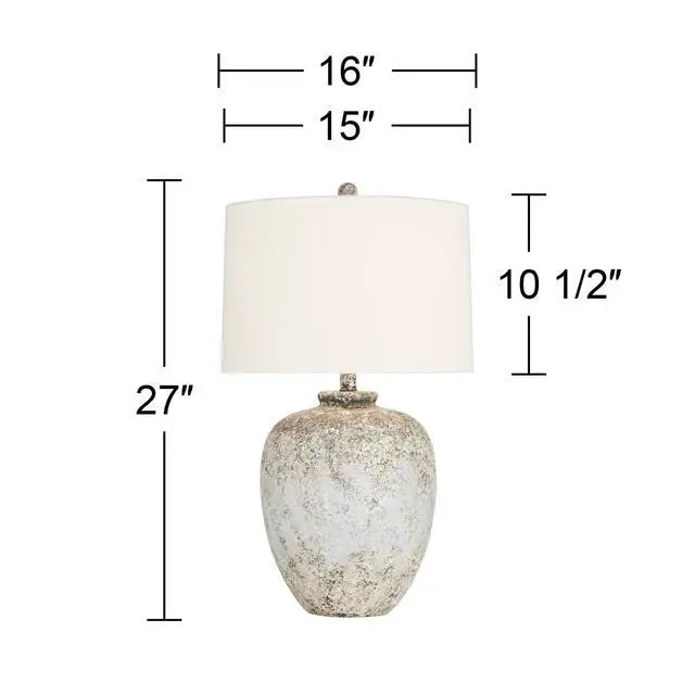 Alt view image 4 of 6 - Astaire 27" Tall Urn Jar Farmhouse Rustic Table Lamp Weathered Vintage Finish Single Linen White Shade Living Room Bedroom Bedside Nightstand House Office Home Reading Kitchen