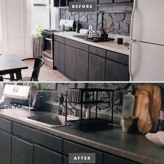 Alt view image 5 of 6 - Kitchen Grey Soapstone Countertop Backsplash Update Peel and Stick Vinyl Wrap 36" x 180" Waterproof Self Adhesive Contact Paper Overlay Formica Laminate Removable Wallpaper 15ft