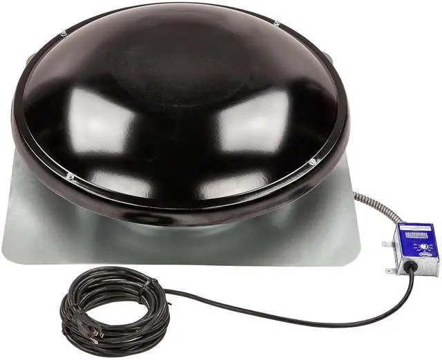 Main image of GAF EZ Cool Plug-in Power Attic Vent (Black) - 1050 CFM Airflow, for Attics up to 2000 Sq. Ft, Plug & Play Design, Easy Installation with 110-Volt Outlet, Reduces Heat & Moisture