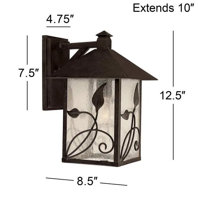 Alt view image 3 of 4 - French Garden Rustic Country Cottage Core Natural Outdoor Wall Light Bronze Brown Hardwired 8 1/2" Wide Fixture Clear Seedy Glass Shade for Bedroom Bathroom Bedside Living Room