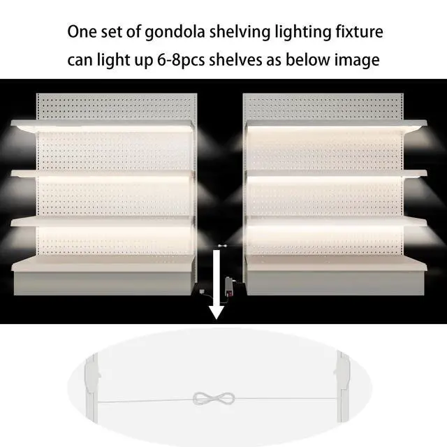Alt view image 5 of 6 - Retail Gondola Light Kit, 6000K Pure White Magnetic Mount with 24V Driver & Power Track for Retail, Supermarket, Liquor & Gas Station Shelves, 48 Inch, 8 Pack