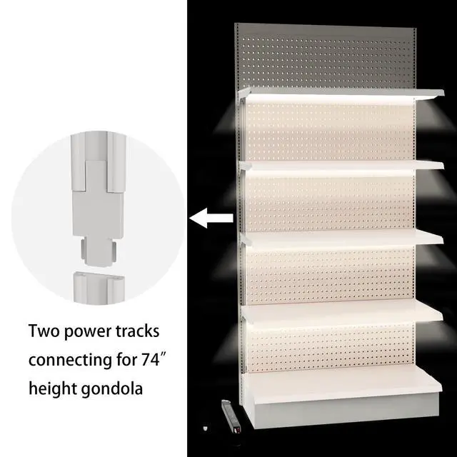 Alt view image 6 of 6 - Retail Gondola Light Kit, 6000K Pure White Magnetic Mount with 24V Driver & Power Track for Retail, Supermarket, Liquor & Gas Station Shelves, 48 Inch, 8 Pack