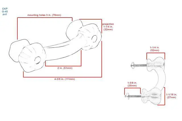 Alt view image 5 of 5 - #G-40 Brand Elegance Glass Collection Clear Glass Drawer Pull - 10 Pack