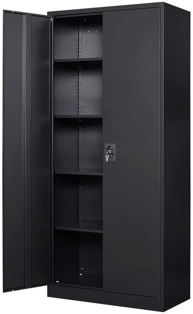 Main image of Metal Garage Storage Cabinet, 71" Tool Cabinet with 4 Adjustable Shelves, Metal File Cabinets with Lockable Doors for Garage, Home Office, Gym, School, Utility Room (Black, Assemble Required)