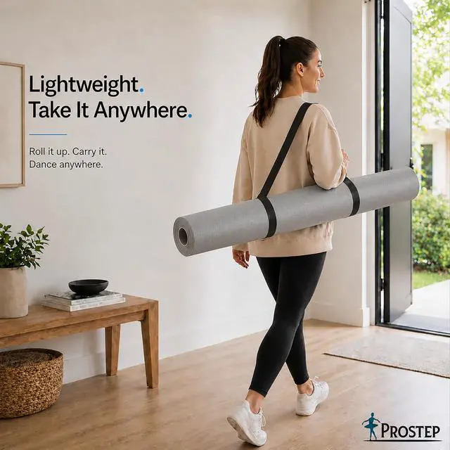 Alt view image 6 of 6 - ProStep by FlooringInc Reversible Marley Dance Floor Roll, Portable Roll Out Vinyl Dance Flooring for Ballet, Jazz, Modern, Home Studio Practice, 1.2mm Thick, 5.25' x 10' (52.5 sq ft), Grey/Grey