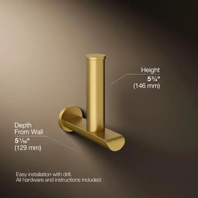 Alt view image 4 of 6 - K97502-2MB Avid Wall Mounted Euro Toilet Paper Holder Vibrant Brushed Moderne Brass