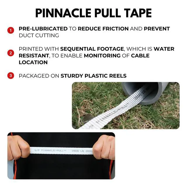 Alt view image 6 of 6 - Measuring Pull Tape 1/2" x 3000' 1250lb Mule Tape, Low Stretch, Heavy Duty Cable Pulling Line