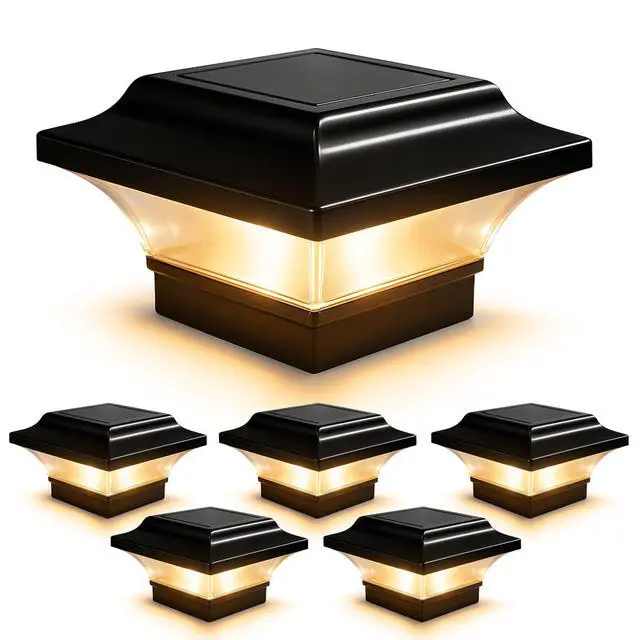 Main image of Imperial Post Cap (Set of 6) - Fits 2"x2", 2.25"x2.25", 2.5"x2.5" Fence Posts - Black Cast Aluminum - Warm/Cool Light Color Modes - Heavy-Duty, High Performance LEDs - Mod. SLO82B