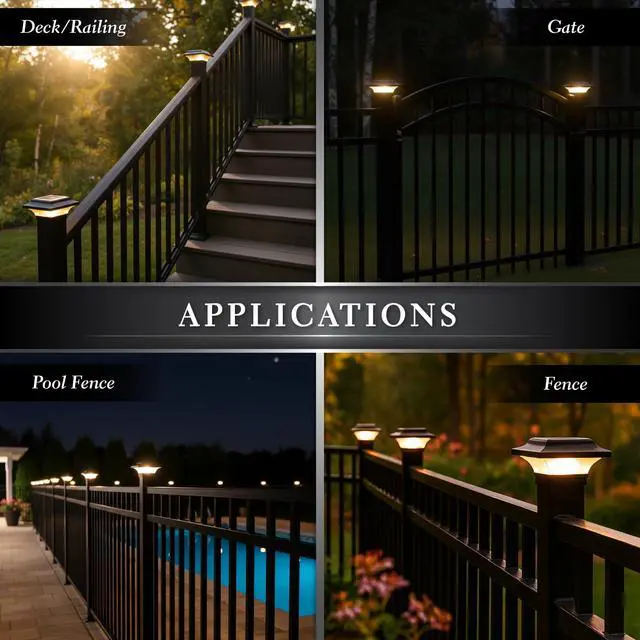Alt view image 5 of 6 - Imperial Post Cap (Set of 6) - Fits 2"x2", 2.25"x2.25", 2.5"x2.5" Fence Posts - Black Cast Aluminum - Warm/Cool Light Color Modes - Heavy-Duty, High Performance LEDs - Mod. SLO82B