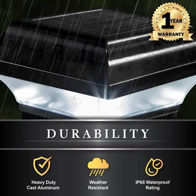 Alt view image 6 of 6 - Imperial Post Cap (Set of 6) - Fits 2"x2", 2.25"x2.25", 2.5"x2.5" Fence Posts - Black Cast Aluminum - Warm/Cool Light Color Modes - Heavy-Duty, High Performance LEDs - Mod. SLO82B