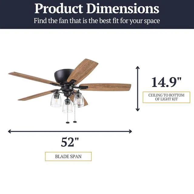 Alt view image 3 of 6 - Arthur, 52 inch Industrial Farmhouse Flush Mount LED Ceiling Fan with Light, Pull Chain, Three Mounting Options, Dual Finish Blades, Reversible Motor - 51486-01 (Espresso)