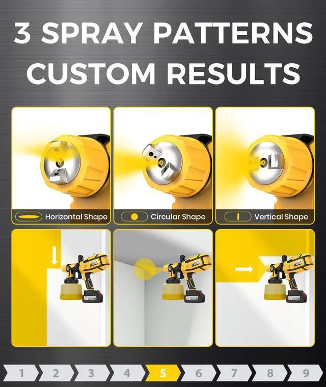 Alt view image 5 of 6 - Paint Sprayer, Electric Spray Paint Gun with 1400ml (47oz) Container, 3 Modes & 6 Nozzles, Paint Sprayer for House DIY Painting, Easy to Clean, 2×4000mAh Battery