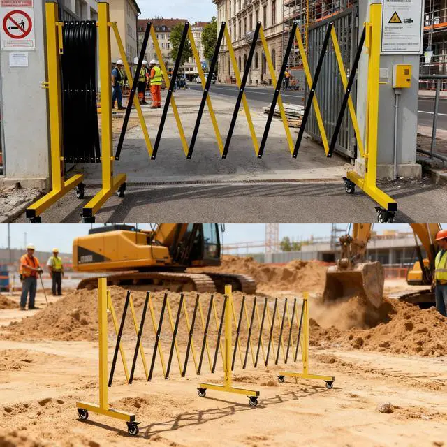 Alt view image 6 of 6 - Industrial Expandable Barricade,Folding Security Gate Safety Barricade with Casters,Mobile Barrier Gate Outdoor,Adjustable Traffic Fence for Road Construction, Traffic Control,Pool (23FT)