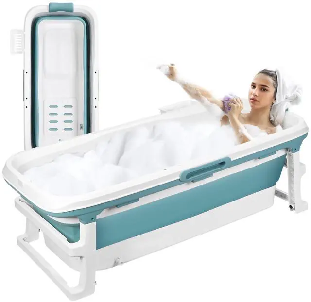 Main image of Portable Bathtub, 58/56/50/46 Inch Collapsible Bathtub, Freestanding Foldable for Adults, Folding Tub for Shower, Hot Bath, Ice Bath (Grey-A-130cm)