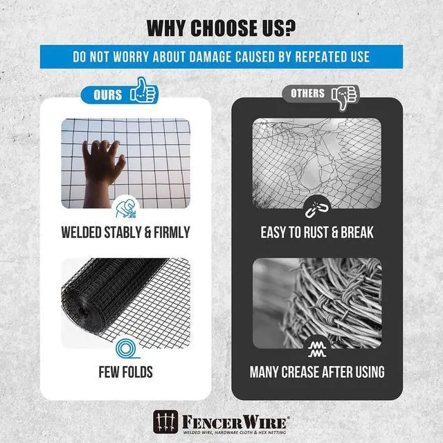 Alt view image 4 of 6 - 14 Gauge Hardware Cloth, Black Vinyl Coated Welded Wire Mesh, Chicken Coop Wire Fence, 1 Inch x 1 Inch Grid (48 Inch x 50 ft.)