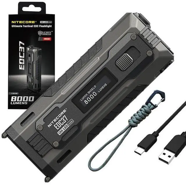 Main image of EDC37 EDC37 Ultimate EDC Flashlight: Double The Power 8,000 Lumens x 8000mAh w/Eco-Sensa USB-C Charging Cable