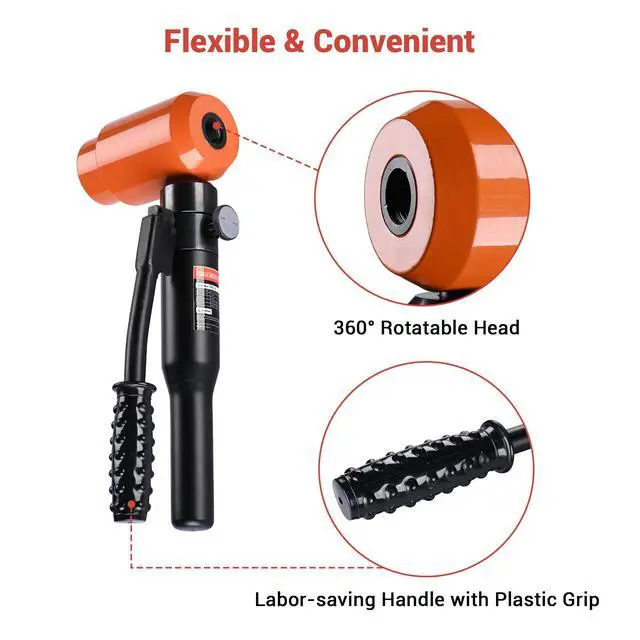 Alt view image 5 of 6 - 1/2" to 4" Hydraulic Knockout Punch Set 15-Ton 10-Die Handheld Electrical Conduit Hole Cutter KO Tool Kit for Sheet Metal