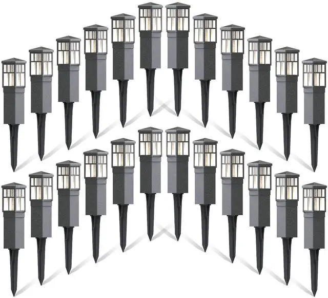 Main image of 24PK Low Voltage Outdoor Pathway LED Lights, Square Bollard Path Lights kit 0.6W 3200K Warm White Light for Walkway Yard Backyard Lawn Garden Landscape Lighting Decorative