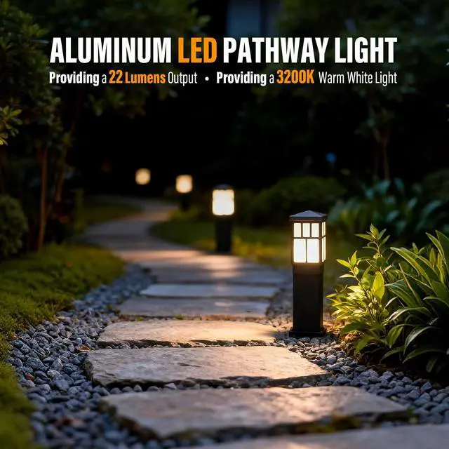 Alt view image 3 of 6 - 24PK Low Voltage Outdoor Pathway LED Lights, Square Bollard Path Lights kit 0.6W 3200K Warm White Light for Walkway Yard Backyard Lawn Garden Landscape Lighting Decorative