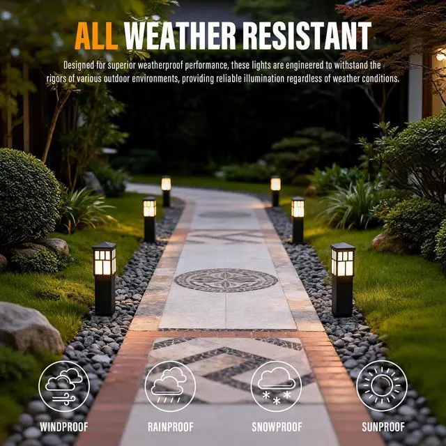 Alt view image 5 of 6 - 24PK Low Voltage Outdoor Pathway LED Lights, Square Bollard Path Lights kit 0.6W 3200K Warm White Light for Walkway Yard Backyard Lawn Garden Landscape Lighting Decorative