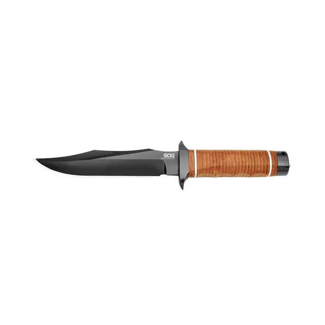 Alt view image 2 of 6 - Super Bowie 7-1/2-inch Fixed Blade Professional Tactical Knife, Sculpted Cross Guard, Classic Handle Construction