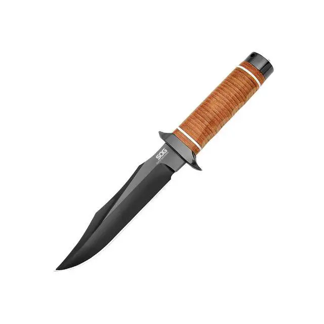 Alt view image 3 of 6 - Super Bowie 7-1/2-inch Fixed Blade Professional Tactical Knife, Sculpted Cross Guard, Classic Handle Construction