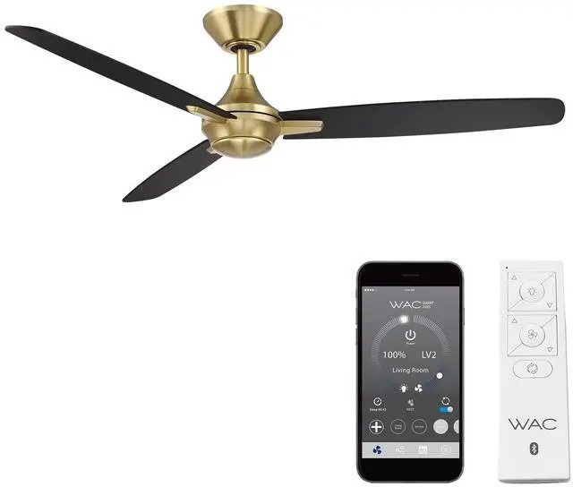 Main image of WAC F-060-SB/MB Blitzen 54" Outdoor Ceiling Fan with Remote, Soft Brass Matte Black