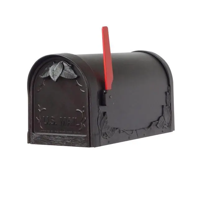 Alt view image 3 of 6 - Special Lite Floral Curbside Mailbox - Black Cast Aluminum Mailbox for Post Mount - SCF-1003-BLK