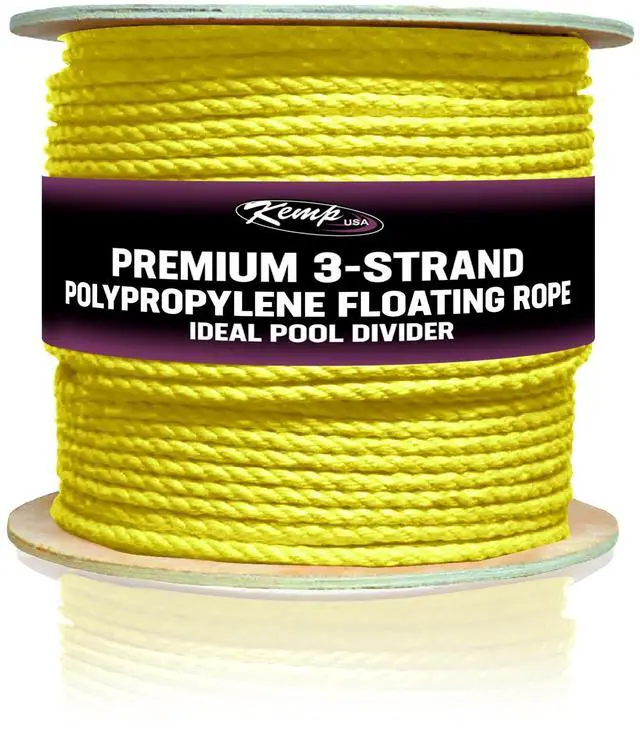 Main image of 600 FT Premium 3-Strand Polypropylene Floating Rope 3/4 Inch U.V. Stabilized Rot-Proof Pool Lane Divider Anchor Rope for Pools Lakes Golf Courses Yellow