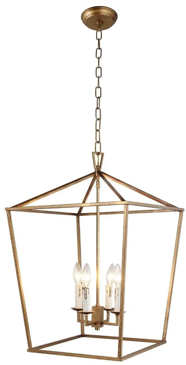Main image of Openwork Lantern Pendant Stairway Entry Kitchen Hall Foyer Fixture Chandelier (Gold)