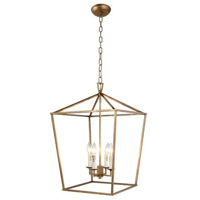Alt view image 2 of 5 - Openwork Lantern Pendant Stairway Entry Kitchen Hall Foyer Fixture Chandelier (Gold)