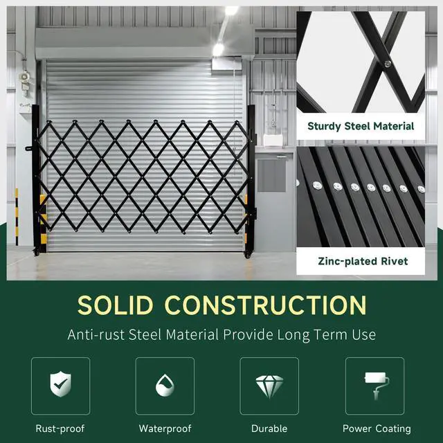 Alt view image 2 of 6 - Single Folding Security Gates Accordion Door, 72" W x 50" H Metal Expandable Fence 360Rolling Expanding Outdoor Security Scissor Gate for Courtyards, Garages, Gardens
