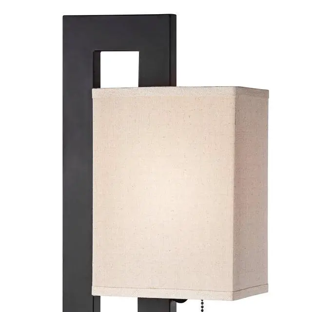 Alt view image 3 of 6 - Modern Accent Table Lamps 20.5" High Set of 2 Espresso Bronze Open Rectangular Metal Base Oatmeal Floating Box Shade for Living Room Bedroom House Bedside Nightstand Home