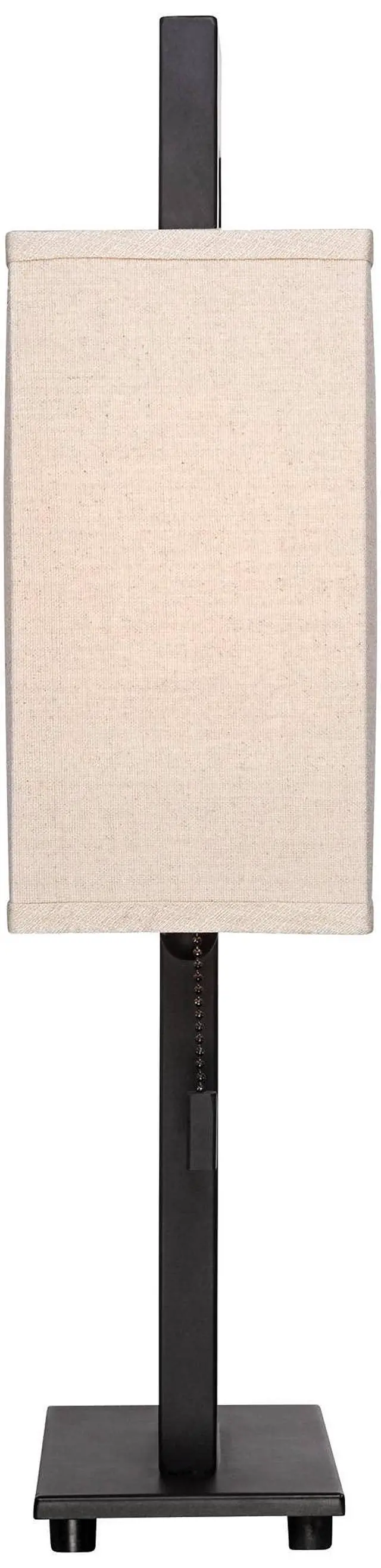 Alt view image 5 of 6 - Modern Accent Table Lamps 20.5" High Set of 2 Espresso Bronze Open Rectangular Metal Base Oatmeal Floating Box Shade for Living Room Bedroom House Bedside Nightstand Home