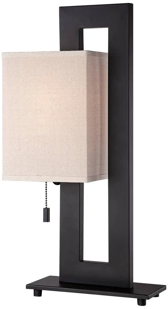 Alt view image 6 of 6 - Modern Accent Table Lamps 20.5" High Set of 2 Espresso Bronze Open Rectangular Metal Base Oatmeal Floating Box Shade for Living Room Bedroom House Bedside Nightstand Home